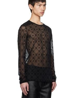 Marine Serre Black Monogram Long Sleeve T-Shirt